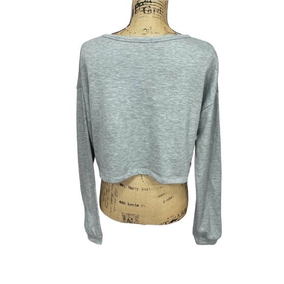 Boutique Distressed Crop Grey Sexy Sweatshirt - Picture 8 of 11